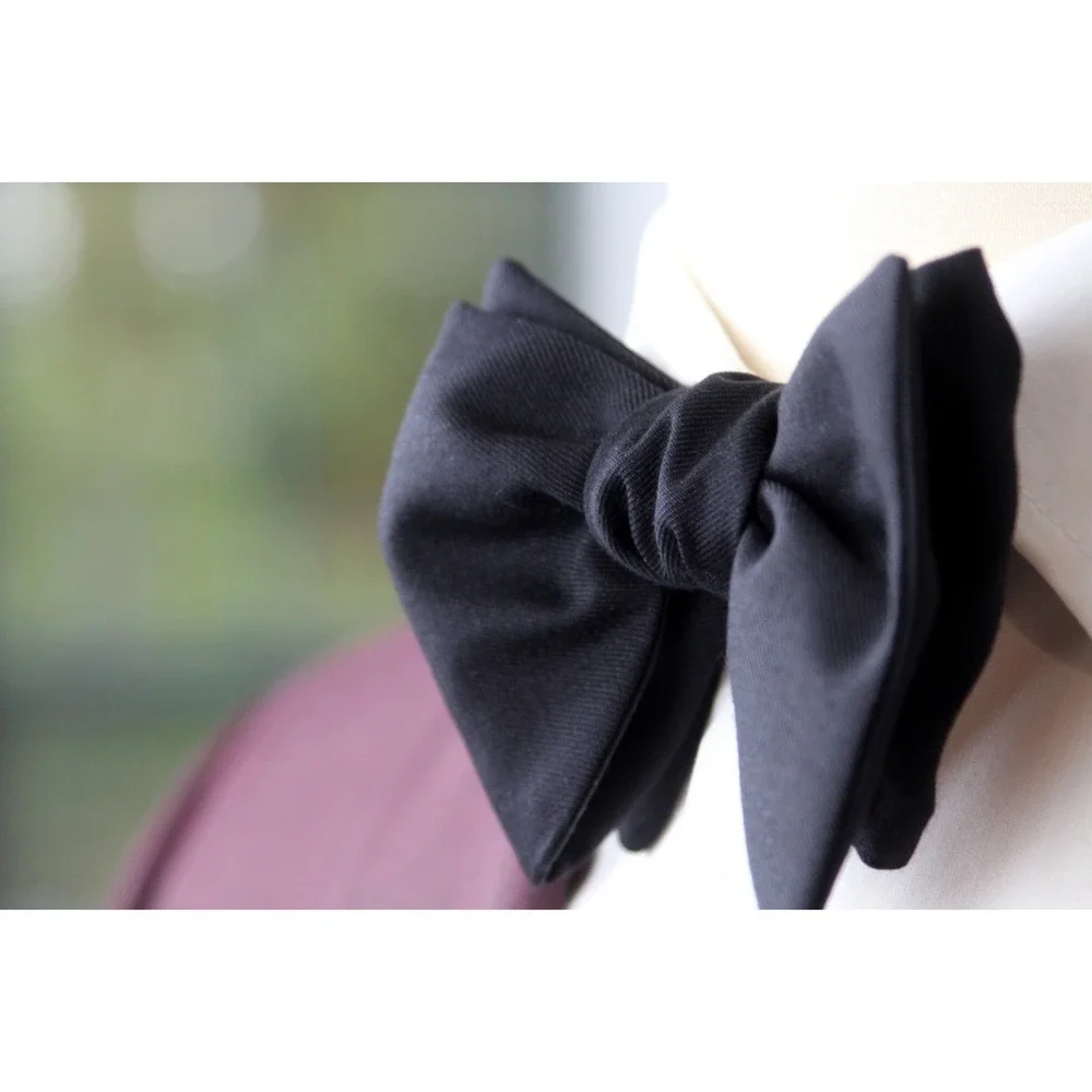 Men's Self-tied Bow Tie‎ Big Butterfly Black Wool Blend
